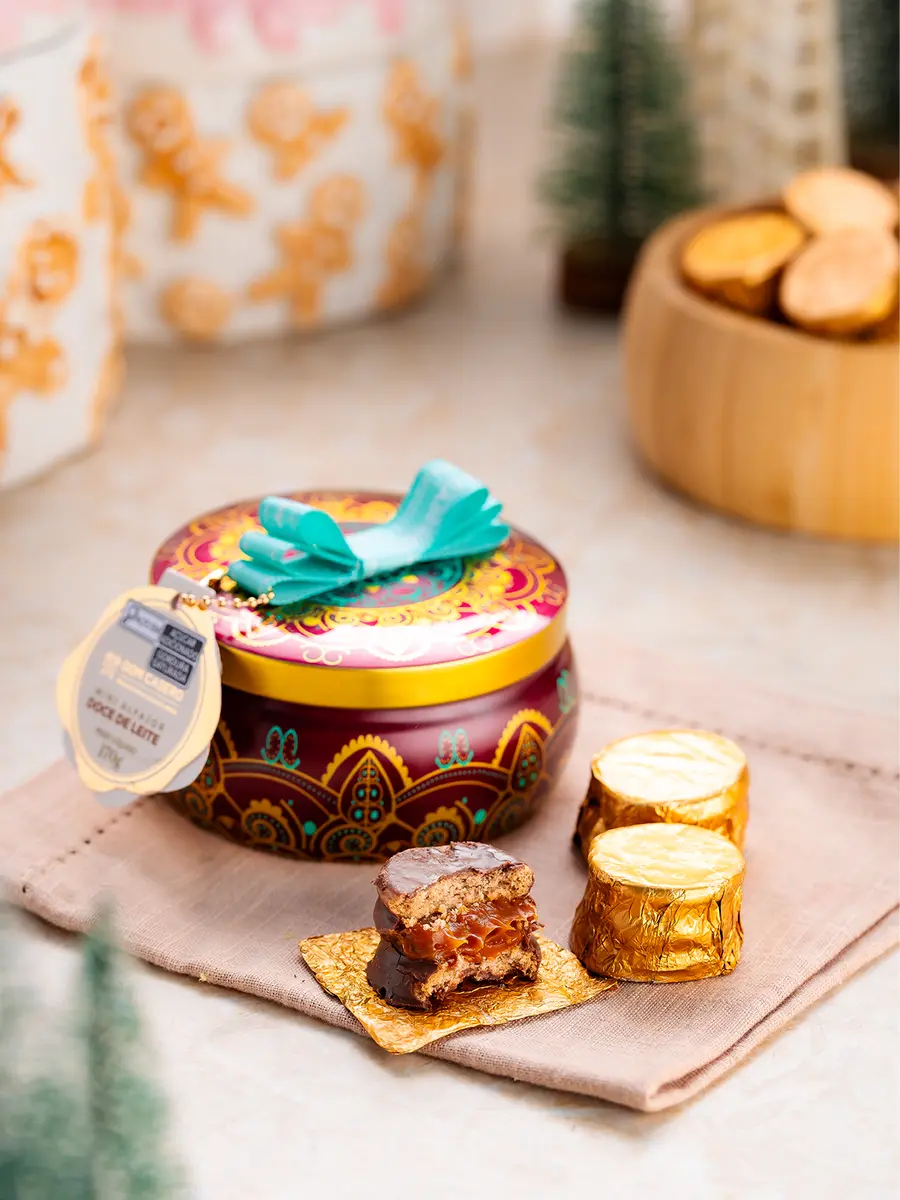 Lata Mandala Vermelha com Alfajor de Doce de Leite - 170g